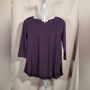 NWT Sympli Plum Purple Go To Classic 3/4 Sleeve Tunic Top Size 6